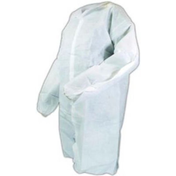 Keystone Safety SMS Lab Coat, No Pockets, Elastic Wrists, Snap Front, Single Collar, Blue, 4XL, 30/Case LC0-BE-SMS-4XL